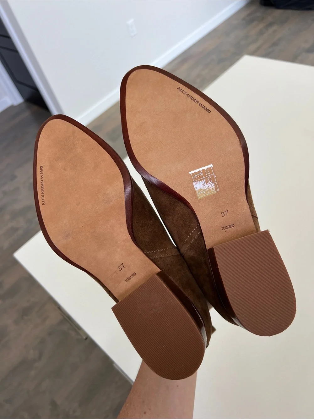 Alexander Wang kori brown suede ankle boots pointed toe booties cut out heels 37